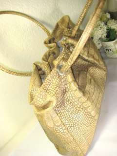 Carlo PULICATI Moc Croc Leather Shoulder Bag Made in Italy  