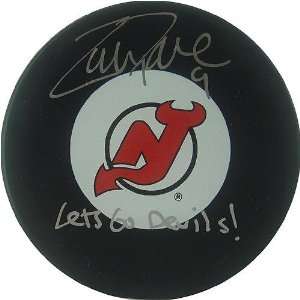  Zach Parise New Jersey Devils Autograph Puck w/  Lets Go 