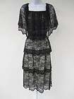   Black White Lace Shawl Detail Sleeveless Tiered Dress Sz XS $1031