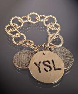 Yves Saint Laurent gold link disc charm bracelet   