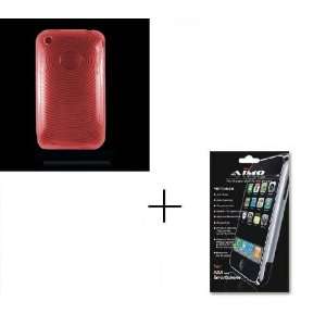  Clear Transparent Red Thumb Print TPU Case and Crystal Clear Screen 