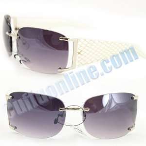  UV400 Lens Technology   Rimless Sunglasses M9219 White Laser 