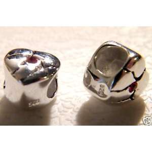 Broken Heart with Red CZ Sterling Silver Spacer Bead