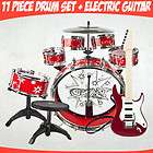 Drum Set Electric Guitar Musical Instruments Toy Educational Playset 