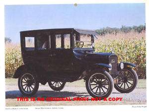 1924 Ford Model T 4 door Sedan rare classic car print  