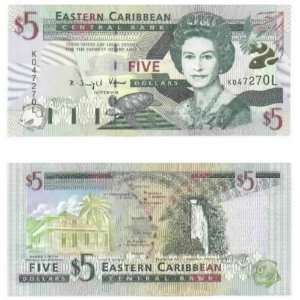  East Caribbean States St. Lucia ND (1998) 5 Dollars, Pick 