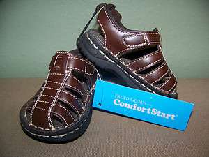 Faded Glory Comfort Start Brown Faux Leather Boys Sandals   Choice of 