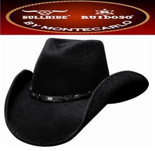   Bullhide Hats WILD HORSE Wool Felt Western Cowboy Hat Black NWT  