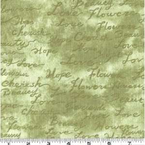  45 Wide Say It With Flowers Words Green Fabric By The 