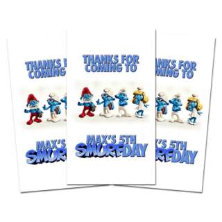 10 SMURF Movie Party Favors THANK YOU TAGS  