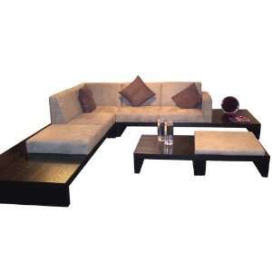  3pc Contemporary Modern Sectional Fabric Sofa w/End Table 