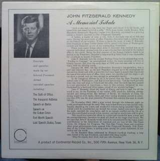JFK JOHN FITZGERALD KENNEDY a memorial tribute LP Mint  PALACE 770 
