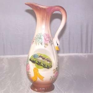    Gooseneck Handled Floral Water Pitcher Vase 