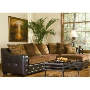  UNION SECTIONAL SOFA CHAISE CHENILLE WITH THROW PILLOWS 