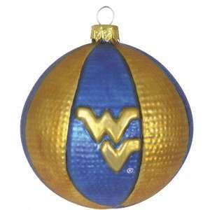 West Virginia Mountaineers 2 5/8 Team Glass Basketball Ornament 