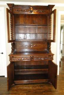   Cabinet Hutch Buffet Bookcase~Louis XVI~Dark Oak~Carving old  