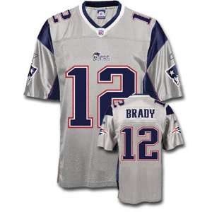 Tom Brady Youth Jersey Reebok Silver Replica #12 New England Patriots 