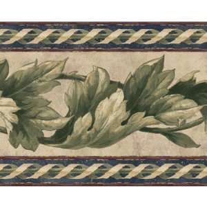  Leaf Scroll Non Woven Wall Border   Navy