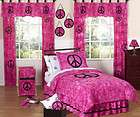 PINK TIE DYE PEACE SIGN KID TWIN SIZE BED BEDDING COMFORTER SET FOR 