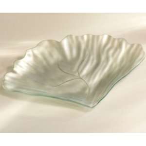  Satin Leaves Ginko Leaf   Silver Handmade glass 12 1/2 x 8 