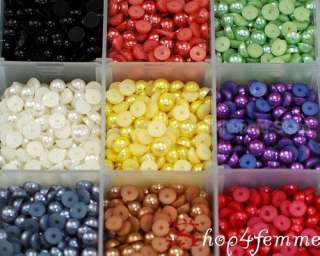15 Colors Total 4500pcs 5mm Half Pearl Beads Flat Back  