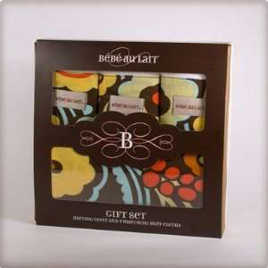 Bebe au Lait Gift Set   Chocolate Nursing Cover and 3 Matching Burp 