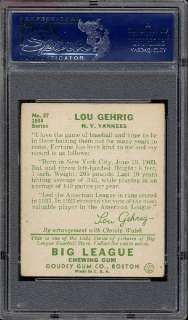 1934 Goudey 37 Lou Gehrig YANKEES PSA 4 VG/EX  