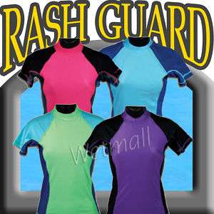 Ladies Womens Rash Guard SPF 50 Surf Swimwear Shirt SS  