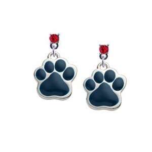   Navy Blue Paw Red Swarovski Charm Earrings Arts, Crafts & Sewing