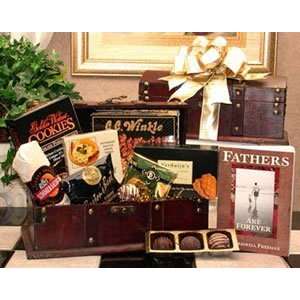 Fathers Day Gift Baskets Solid Wood Chest with Snacks 