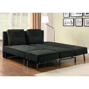  Versatile Chaise Sofa Bed in Black Fabric by Coaster