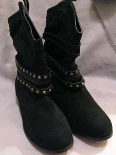 New Twiggy London Black Size 10W Embellished Suede Boots  