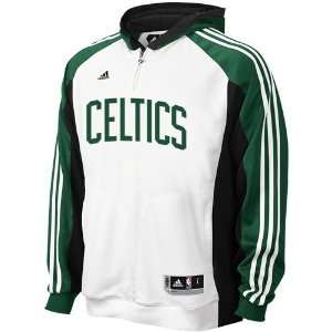  adidas Boston Celtics White Pre Game Performance 1/4 Zip 