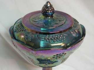 Carnival Glass   Indiana Wedding Compote with Lid  