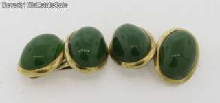 Antique Art Deco 14k Gold Jade Cufflinks  