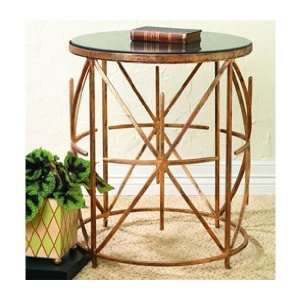   Gold X Design Side Table with Black Granite Top