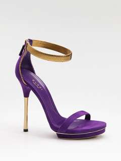 Gucci   Kelis Suede & Python Ankle Strap Platform Sandals    
