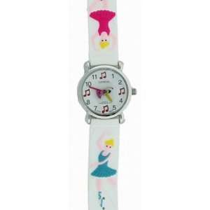   Ballet Dancer White Rubber Childrens Watch With Second Hand Jewelry