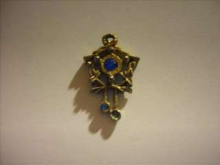 Small Vintage Blue Rhinestone Coo Coo Clock Pendant  