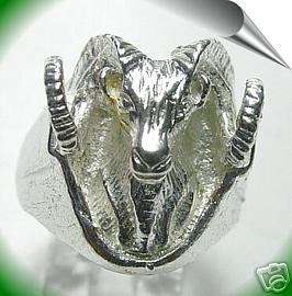 Heavy Aries RAM Goat Zodiac sign Jewelry ring Silver  