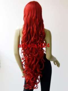40 long bangs curly cosplay wigs cherry red  
