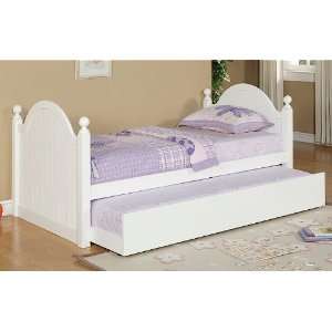  Style Twin Size Wooden Day Bed With Bottom Trundle Bed In White Wood 