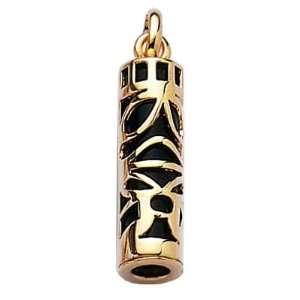   18K Gold Plated Onyx Tahitian Tiki Protection Amulet Pendant Jewelry