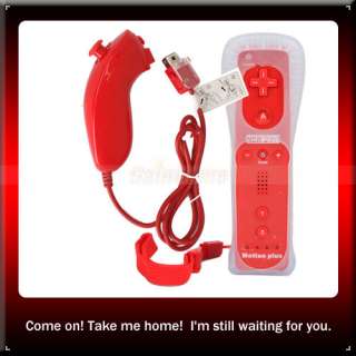   Red Remote Controller Built in Motion Plus+nunchuck For Nintendo Wii
