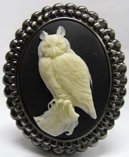 Vintage Style Great Horned Owl Cameo Brooch / Pendant  