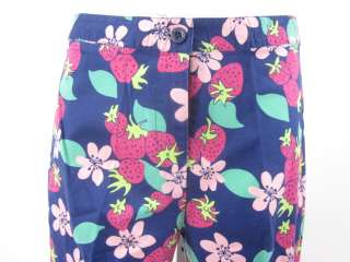 LILLY PULITZER Blue Multi Strawberry Cropped Pants Sz 6  