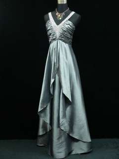   Satin Grey Sparkle Prom Ball Gown Wedding/Evening Dress UK Size 16 18