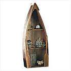   WEATHERED BEACH WOOD rowboat shaped SHELF curio cabinet NAUTICAL Boat