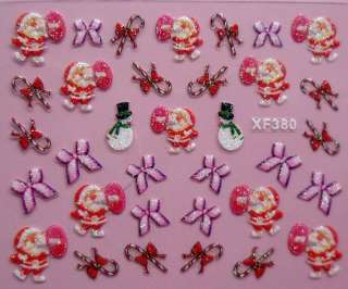   Christmas Tree Snow Design 3D Nail Art Stickers Sheet Decal  