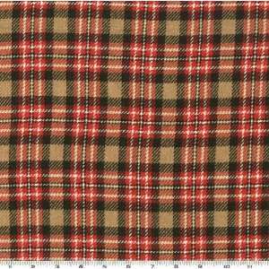  58 Wide Novelty Wool Plaid Red/Black/Camel Fabric By The 